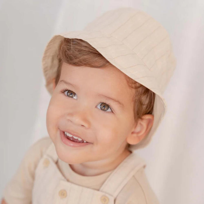 Chapéu de Sol Little Dutch Sand Stripes/Bege Reversível T1 9-18m