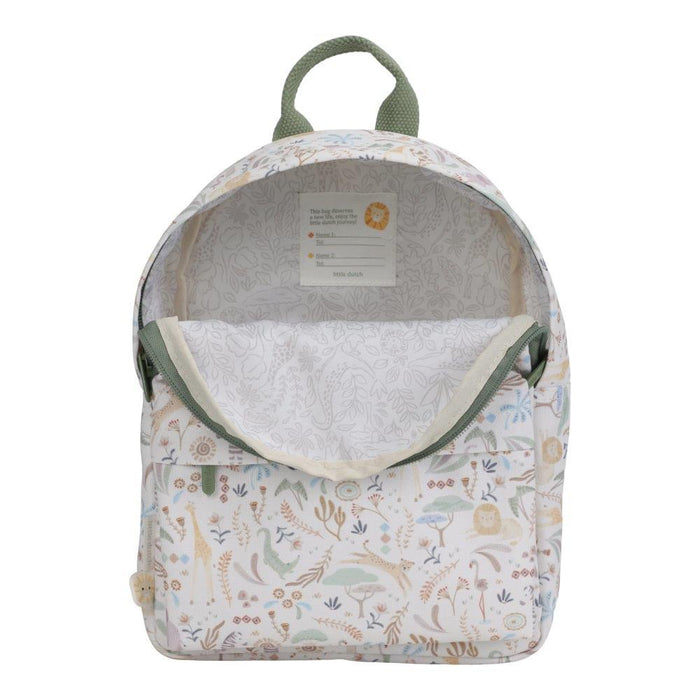 Mochila Little Dutch Safari Friends Branco 29cm