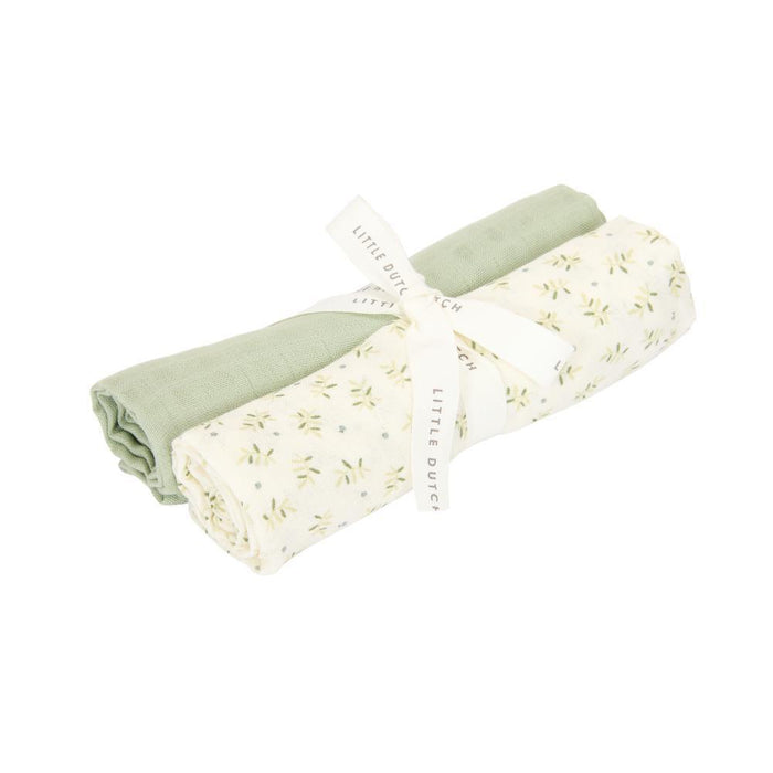 2 Musselinas Little Dutch Blueberry Leaves/Sage 70x70cm