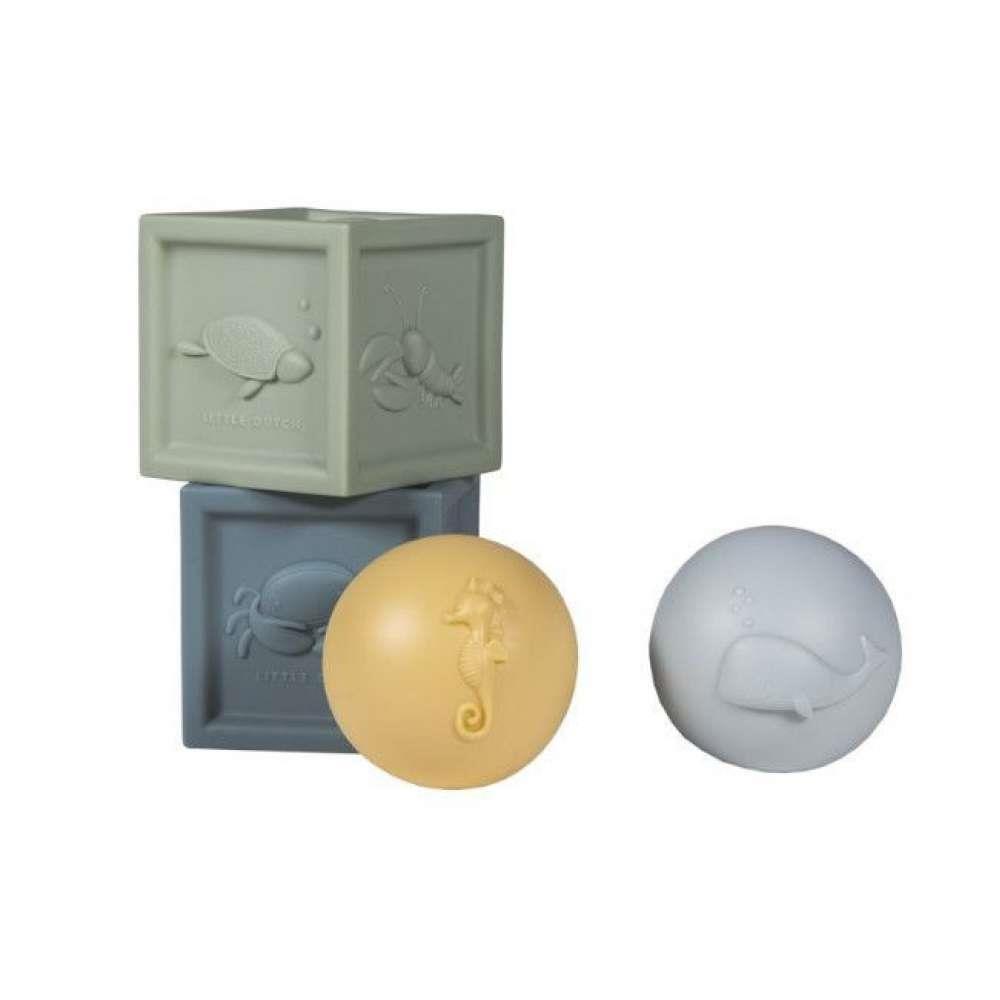 Little Dutch Ocean Bolas y Cubos de Silicona 4 Piezas