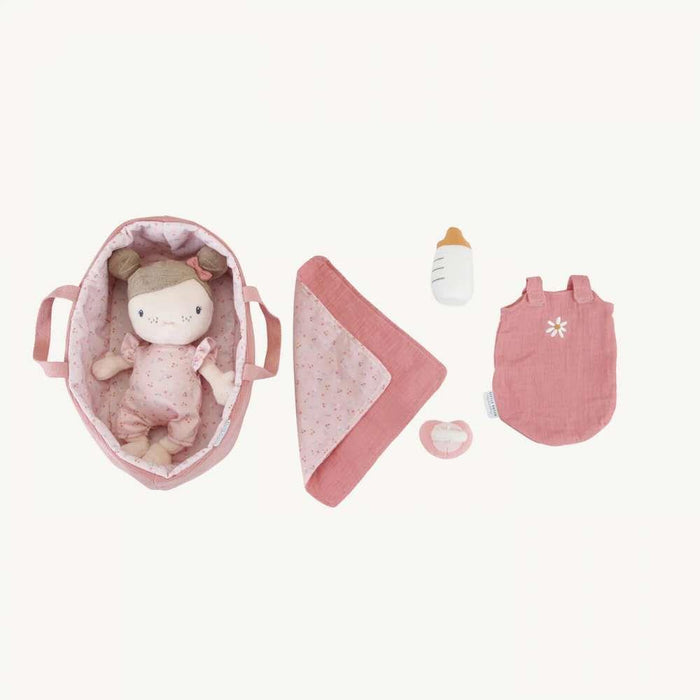 Pink Baby Plush Doll and Carrycot