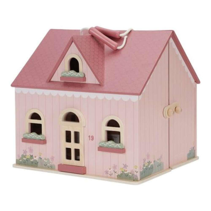 Portable Pink Wooden Dollhouse