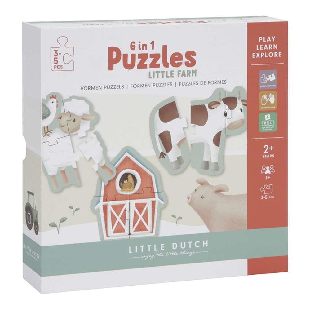 6 Puzzles de 3-5 Piezas Pequeña Granja