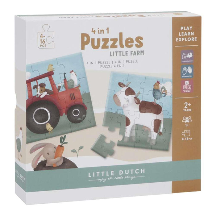 4 Puzzles com 4-16 Peças Little Dutch Little Farm