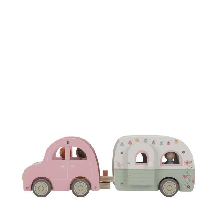 Coche con Caravana y Figuras de Madera