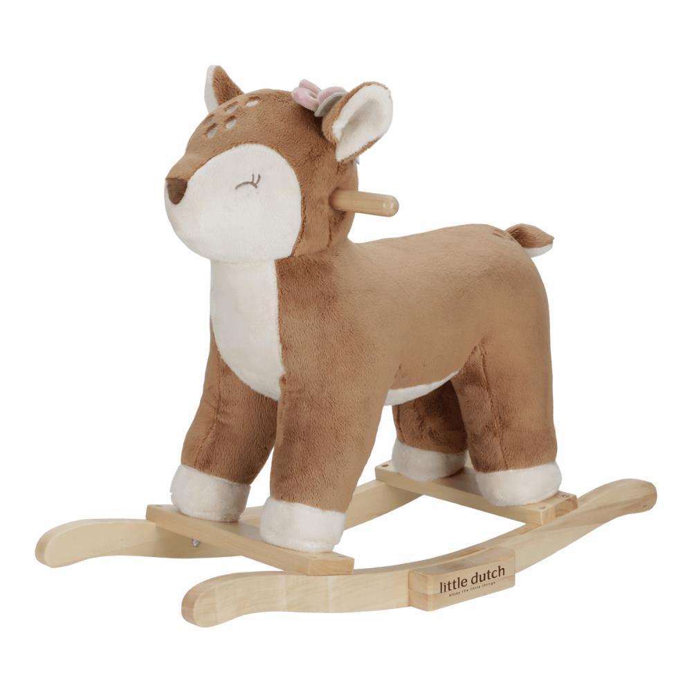 Cierva mecedora de peluche para el pequeño jardín de hadas holandés