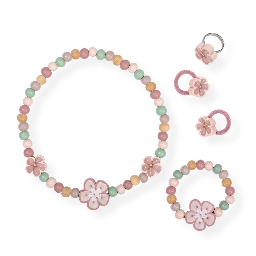 Colar, Pulseira, Anel e 2 Elásticos de Cabelo em Madeira Little Dutch Fairy Garden Flowers