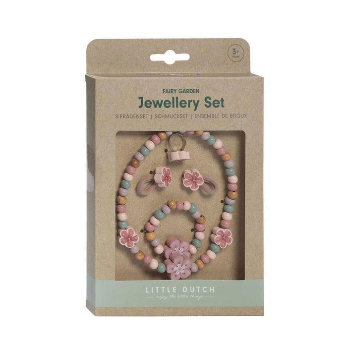 Colar, Pulseira, Anel e 2 Elásticos de Cabelo em Madeira Little Dutch Fairy Garden Flowers