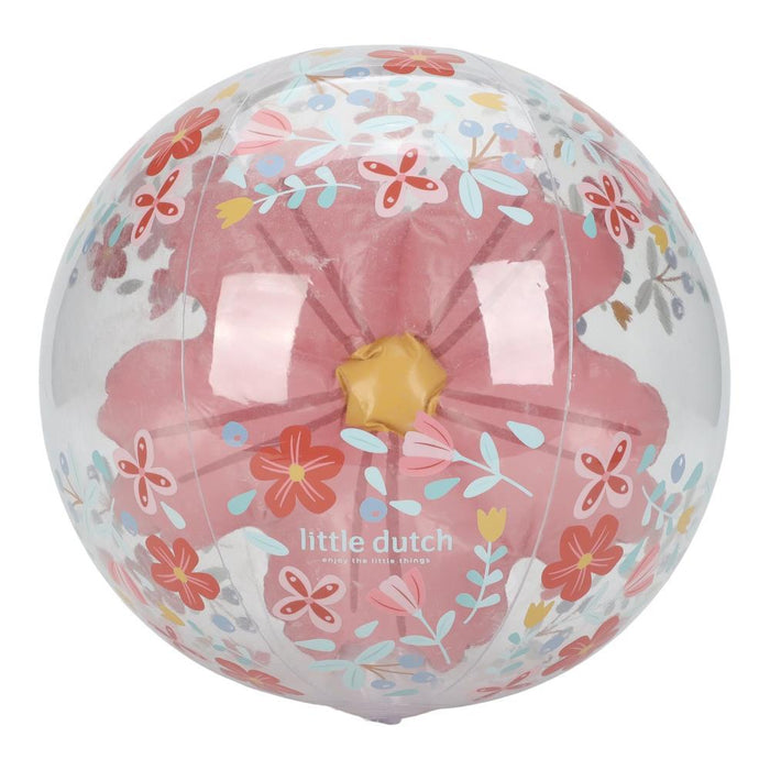 Pelota de playa 3D con pequeñas flores rosas holandesas