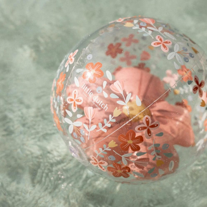 Pelota de playa 3D con pequeñas flores rosas holandesas