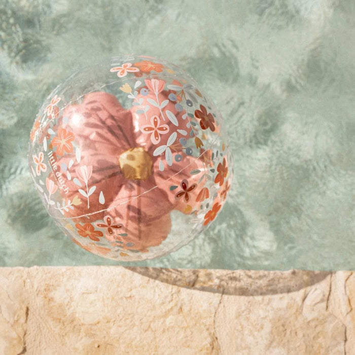Pelota de playa 3D con pequeñas flores rosas holandesas
