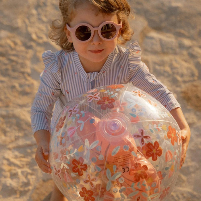 Pelota de playa 3D con pequeñas flores rosas holandesas