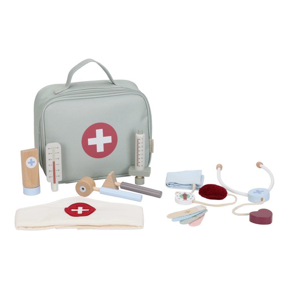 Little Dutch Doctor's Bag with 10 Wooden Accessories