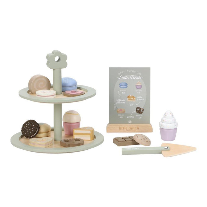 Bandeja de 2 Andares com Bolos e Acessórios em Madeira Little Dutch