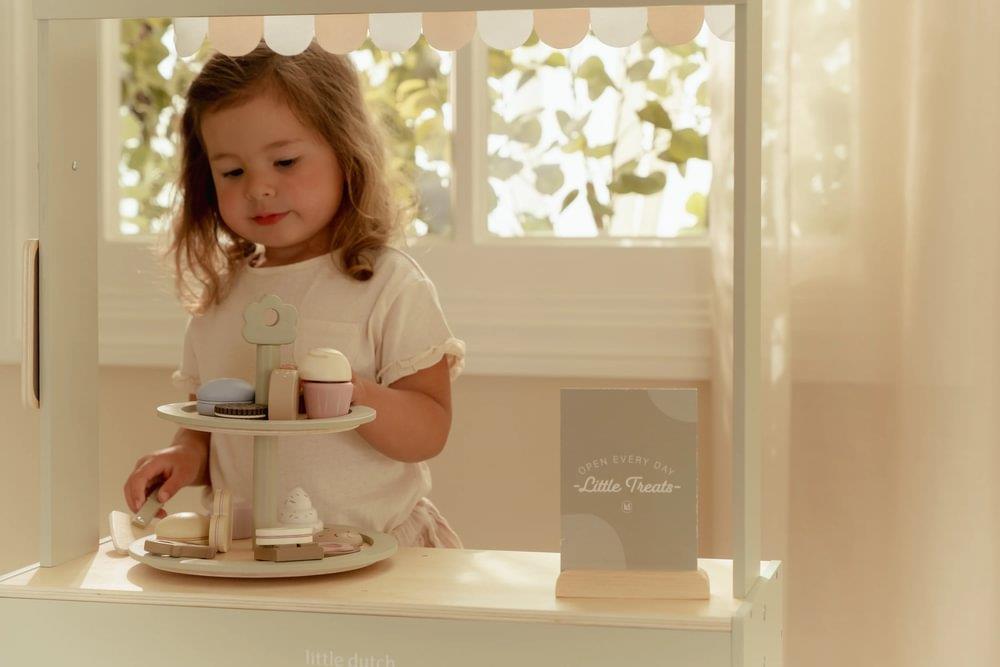 Bandeja de 2 Andares com Bolos e Acessórios em Madeira Little Dutch