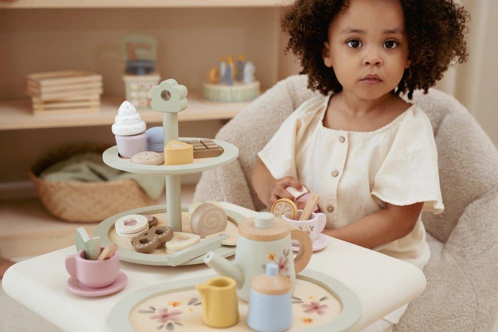 Bandeja de 2 Andares com Bolos e Acessórios em Madeira Little Dutch