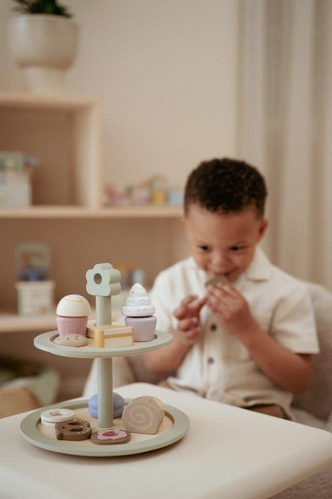 Bandeja de 2 Andares com Bolos e Acessórios em Madeira Little Dutch