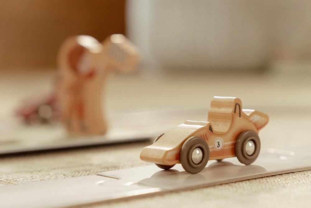 Carros de Corrida em Madeira e Mala com Pista Little Dutch