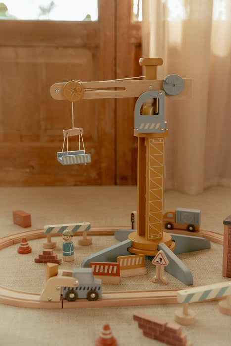Conjunto de Construção com Grua em Madeira Little Dutch