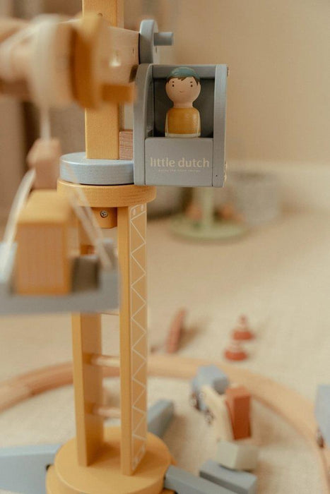 Conjunto de Construção com Grua em Madeira Little Dutch