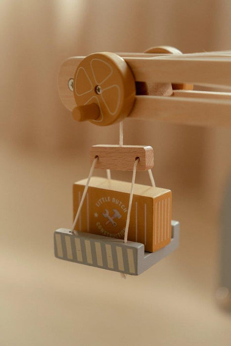 Conjunto de Construção com Grua em Madeira Little Dutch