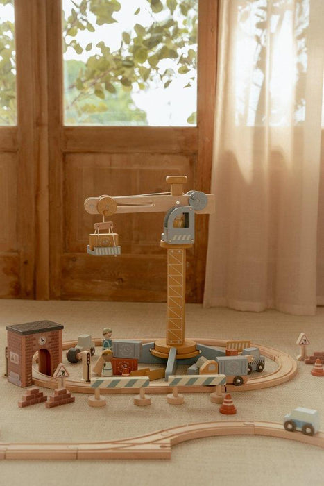 Conjunto de Construção com Grua em Madeira Little Dutch
