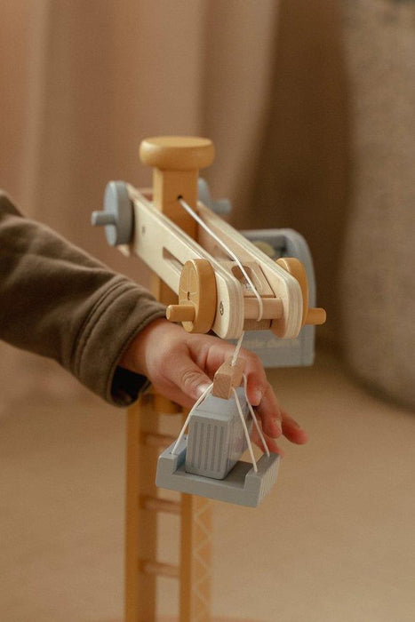 Conjunto de Construção com Grua em Madeira Little Dutch