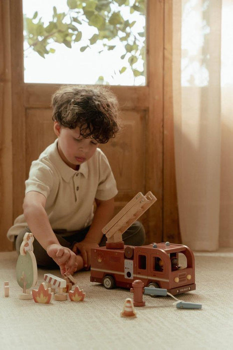 Camião de Bombeiros com Figuras em Madeira Little Dutch