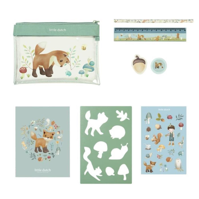 Conjunto de Papelaria com Estojo Little Dutch Forest Friends