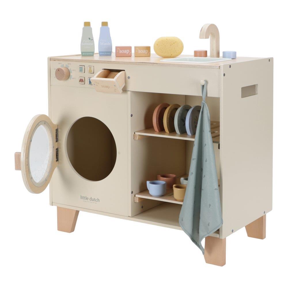 Encimera de cocina y lavadora de madera Little Dutch Essentials
