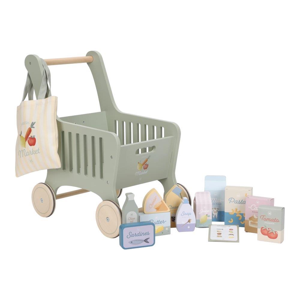 Carrito de compras de madera Little Dutch con accesorios