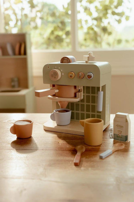 Máquina de Café com Acessórios em Madeira Little Dutch Green