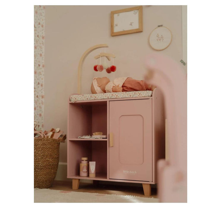 Cómoda Muda-Fraldas para Boneca Little Dutch em Madeira Rosa
