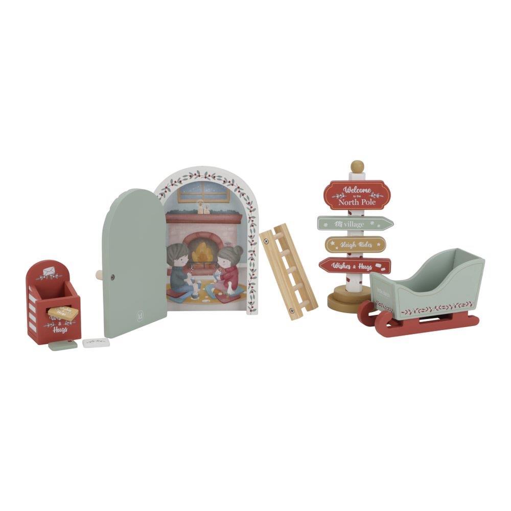 Juego de puerta navideña Little Dutch con accesorios de madera