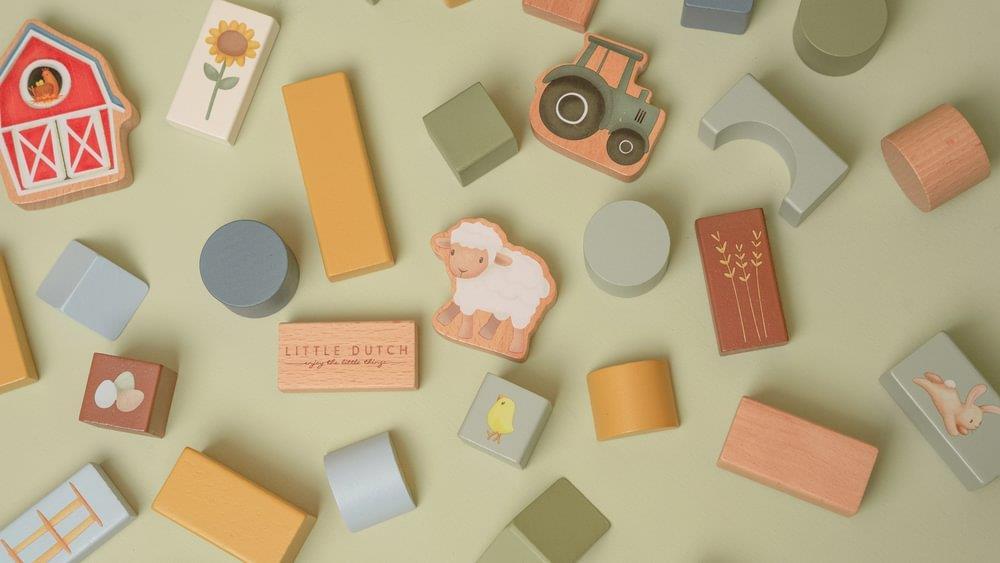 Blocos de Construção em Madeira Little Dutch Little Farm 50 Peças