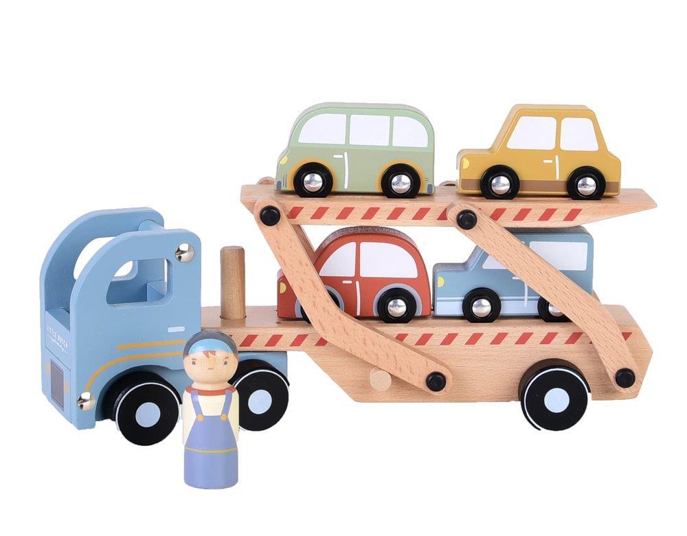 Little Dutch Wooden Transport Truck with 4 Vehicles