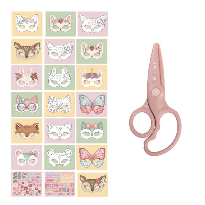 Livro de Recorte com Tesoura Little Dutch Rosa & Friends Máscaras