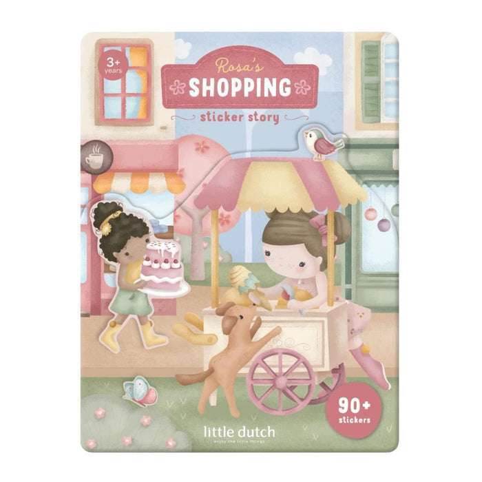 Conjunto 2 Cenários e Autocolantes Little Dutch Shopping Rosa & Friends