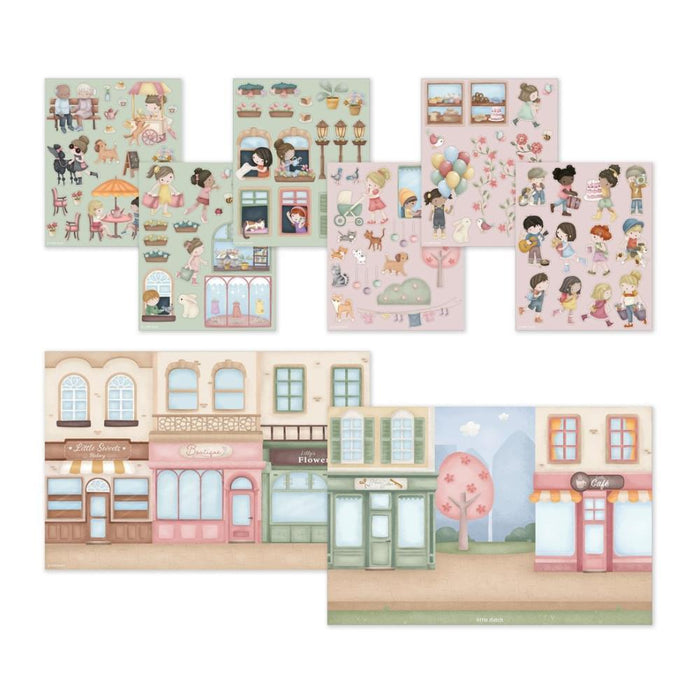 Conjunto 2 Cenários e Autocolantes Little Dutch Shopping Rosa & Friends
