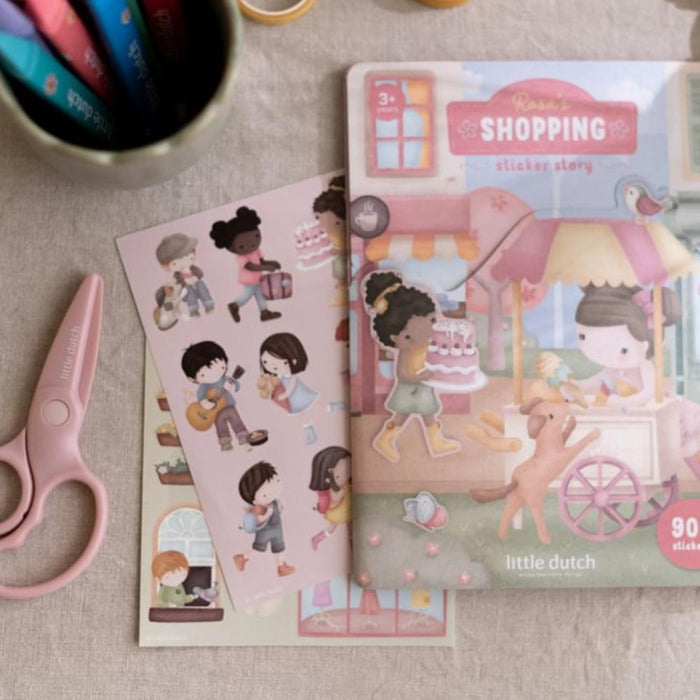 Conjunto 2 Cenários e Autocolantes Little Dutch Shopping Rosa & Friends