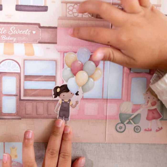 Conjunto 2 Cenários e Autocolantes Little Dutch Shopping Rosa & Friends