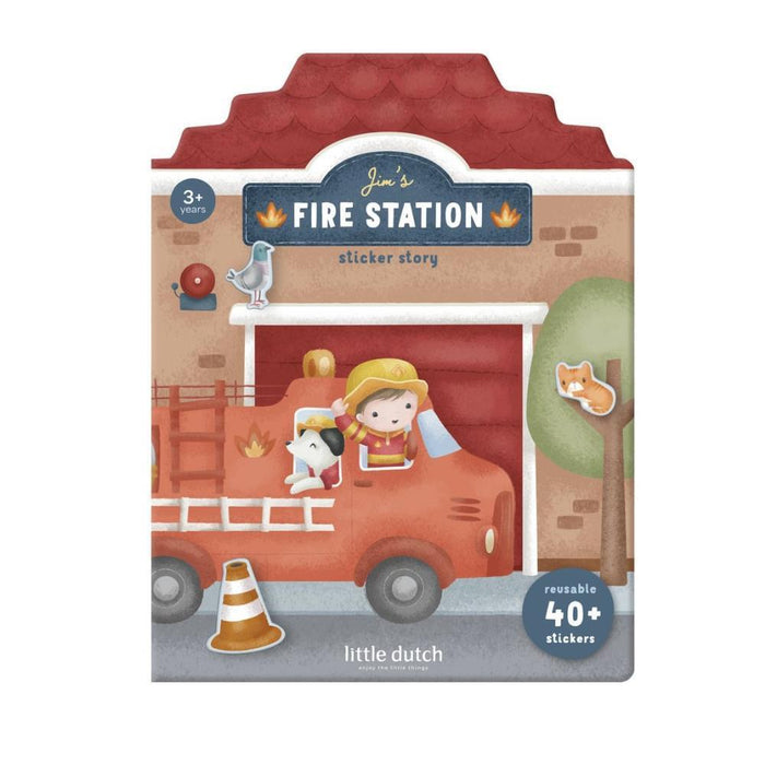 Conjunto Cenário e Autocolantes Little Dutch Bombeiros Jim & Friends