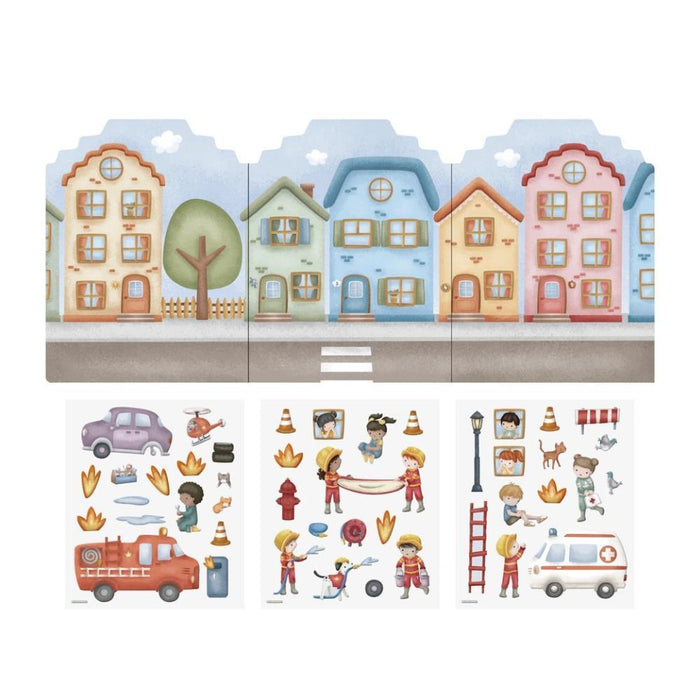 Conjunto Cenário e Autocolantes Little Dutch Bombeiros Jim & Friends