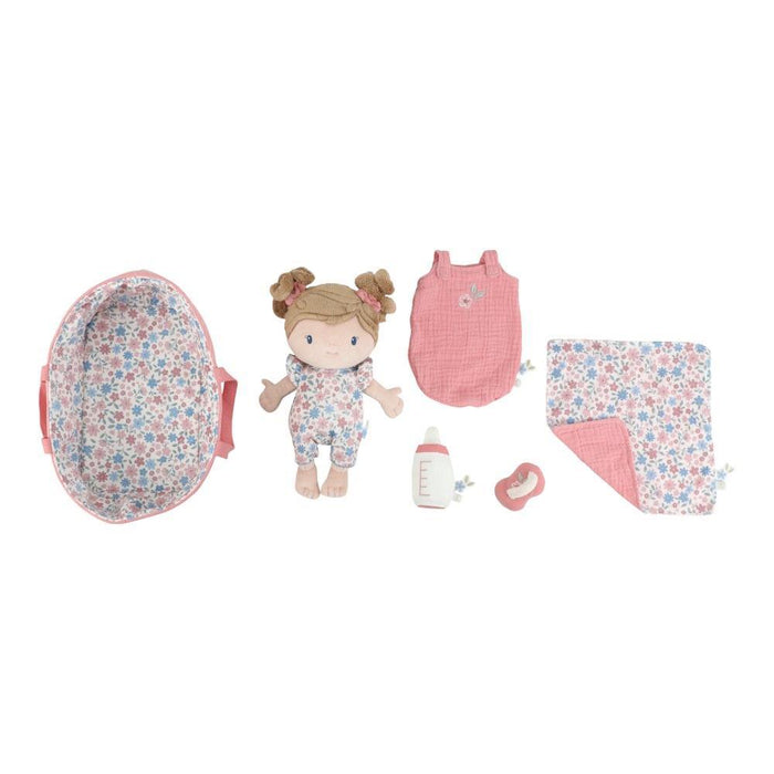Boneca Bebé de Peluche Little Dutch Rosa com Alcofa