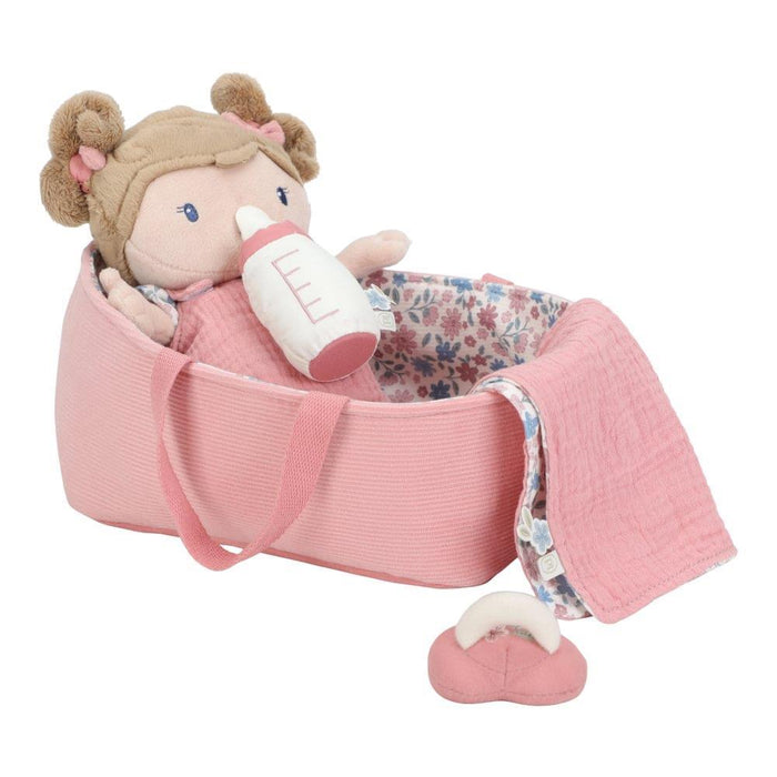 Boneca Bebé de Peluche Little Dutch Rosa com Alcofa