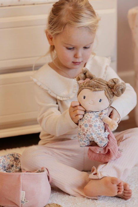 Boneca Bebé de Peluche Little Dutch Rosa com Alcofa