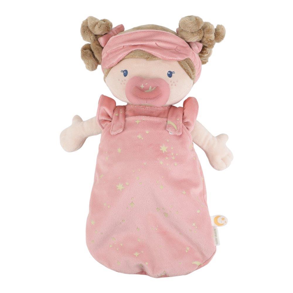 Boneca de Peluche Little Dutch Rosa com Saco de Dormir Brilha no Escuro