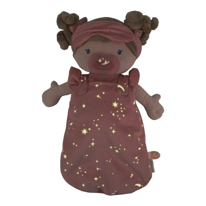Boneca de Peluche Little Dutch Rosa com Saco de Dormir Brilha no Escuro