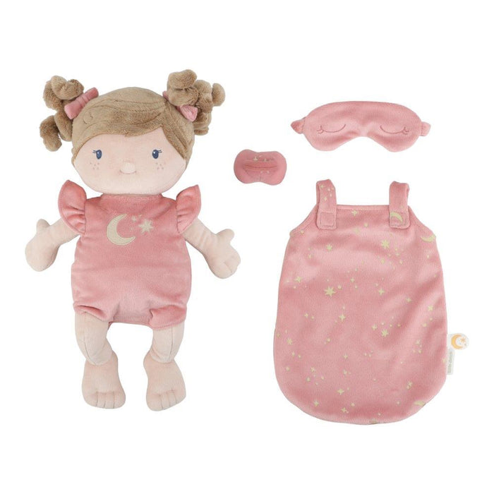 Boneca de Peluche Little Dutch Rosa com Saco de Dormir Brilha no Escuro