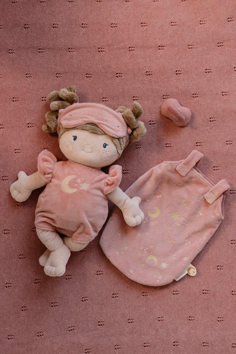 Boneca de Peluche Little Dutch Rosa com Saco de Dormir Brilha no Escuro